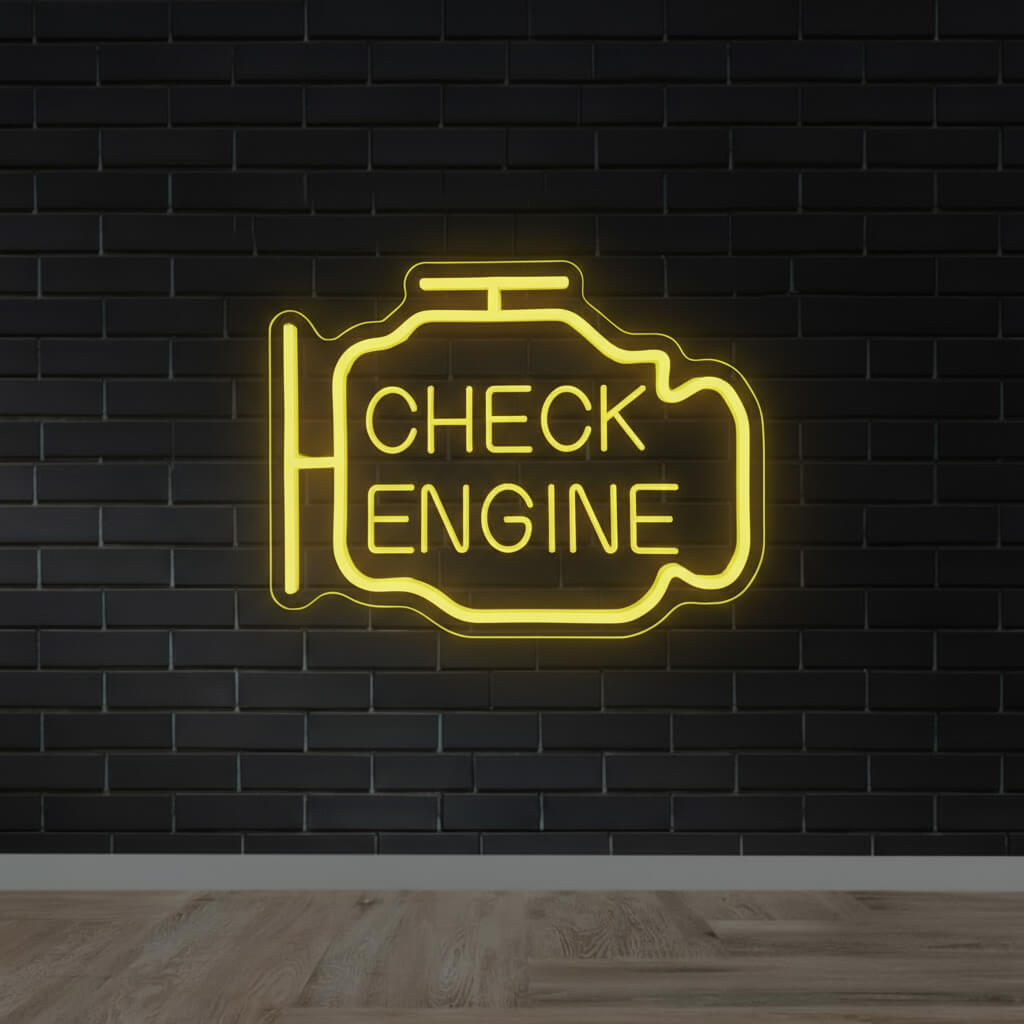 Check Engine Man Cave LED Neon Sign