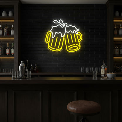 Cheers Beer Mugs Home Decor LED Neon Sign