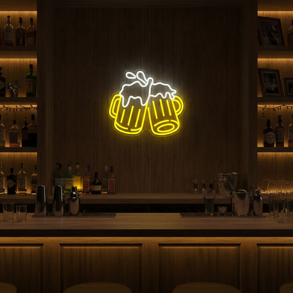 Cheers Beer Mugs Home Decor LED Neon Sign