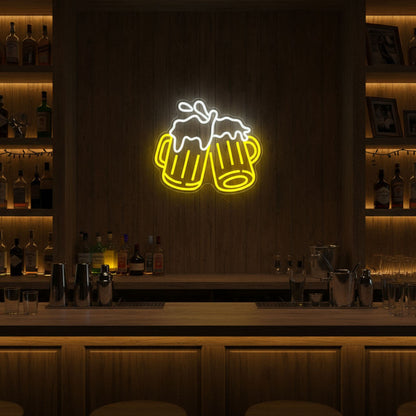 Cheers Beer Mugs Home Decor LED Neon Sign