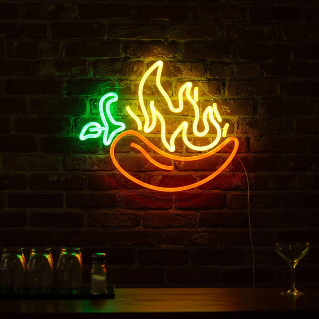Flaming Chili Pepper LED Neon Sign