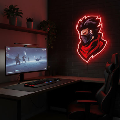 Cool Ninja Mascot - UV Print Gaming LED Neon Sign