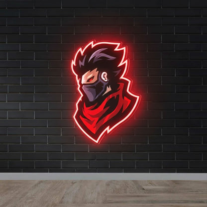 Cool Ninja Mascot - UV Print Gaming LED Neon Sign