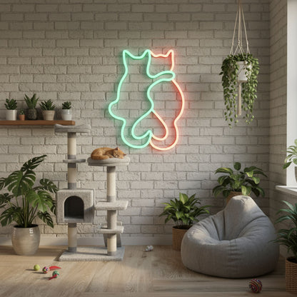 Couple Cat Home Decor LED Neon Sign