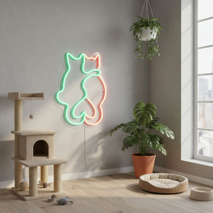 Couple Cat Home Decor LED Neon Sign
