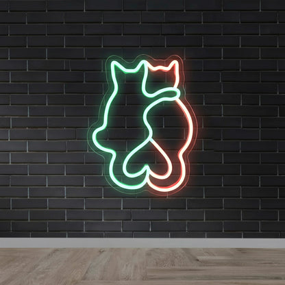 Couple Cat Home Decor LED Neon Sign