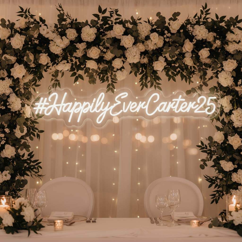Custom Hashtag Wedding Neon Sign