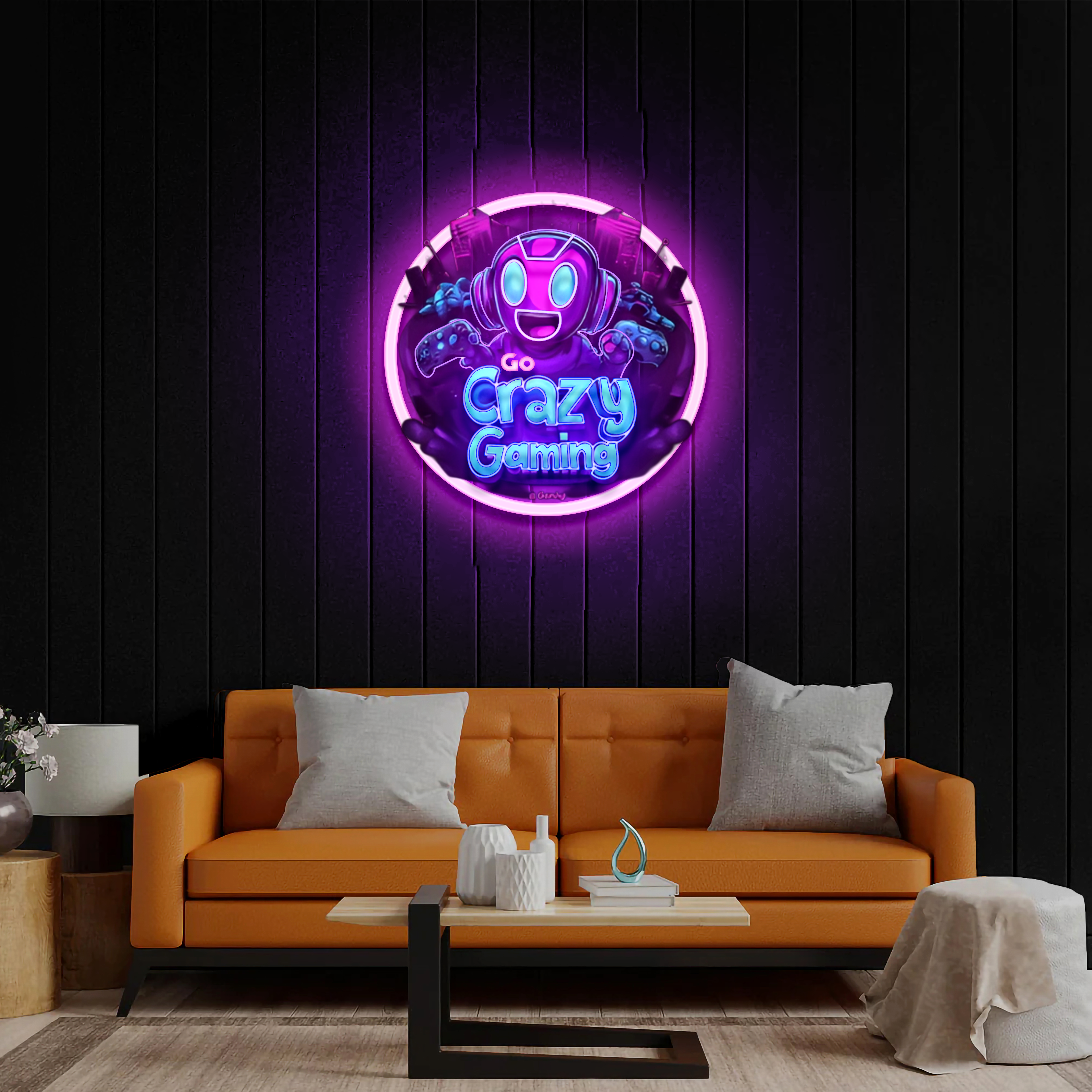Go Crazy Gaming - Premium Neon Artwork