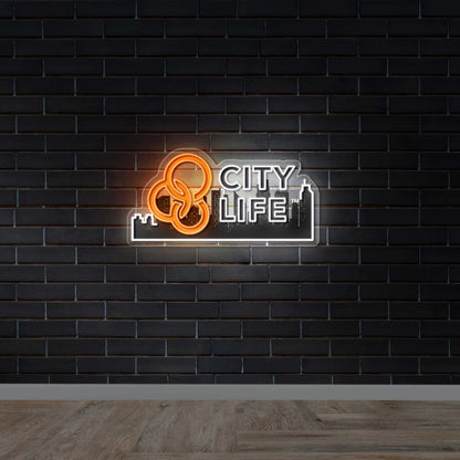 CITY LIFE with skyline - Premium Neon Artwork
