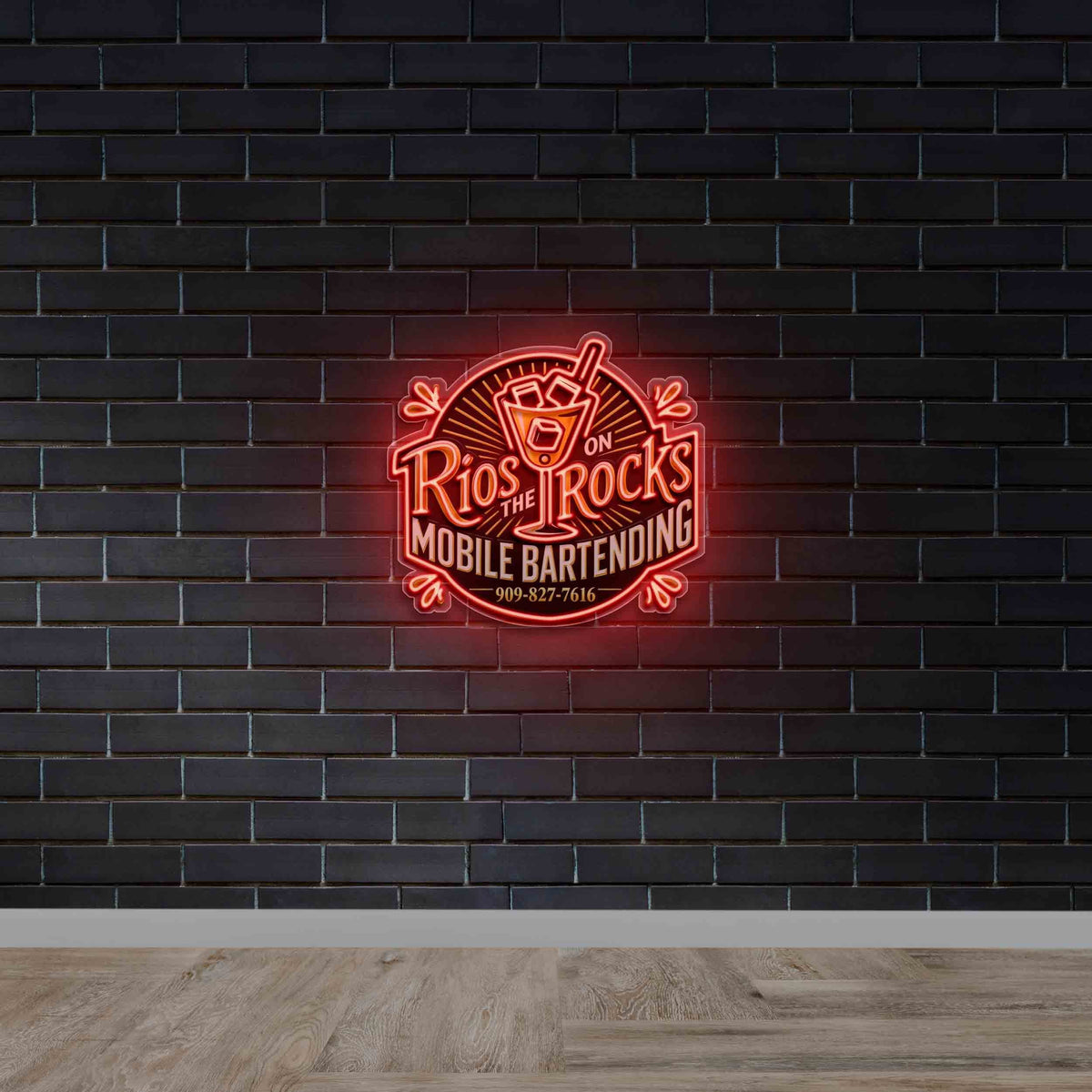 Rios On The Rocks Mobile Bartending - Premium Neon Artwork