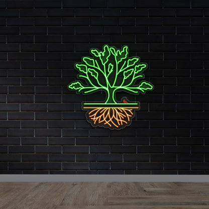 Tree with Roots - Premium Neon Artwork