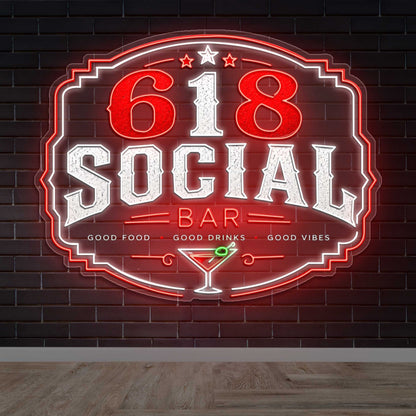 618 SOCIAL BAR - Premium Neon Artwork