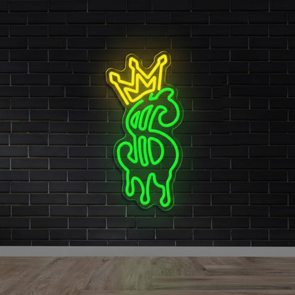 Dollar King Crown Man Cave LED Neon Sign