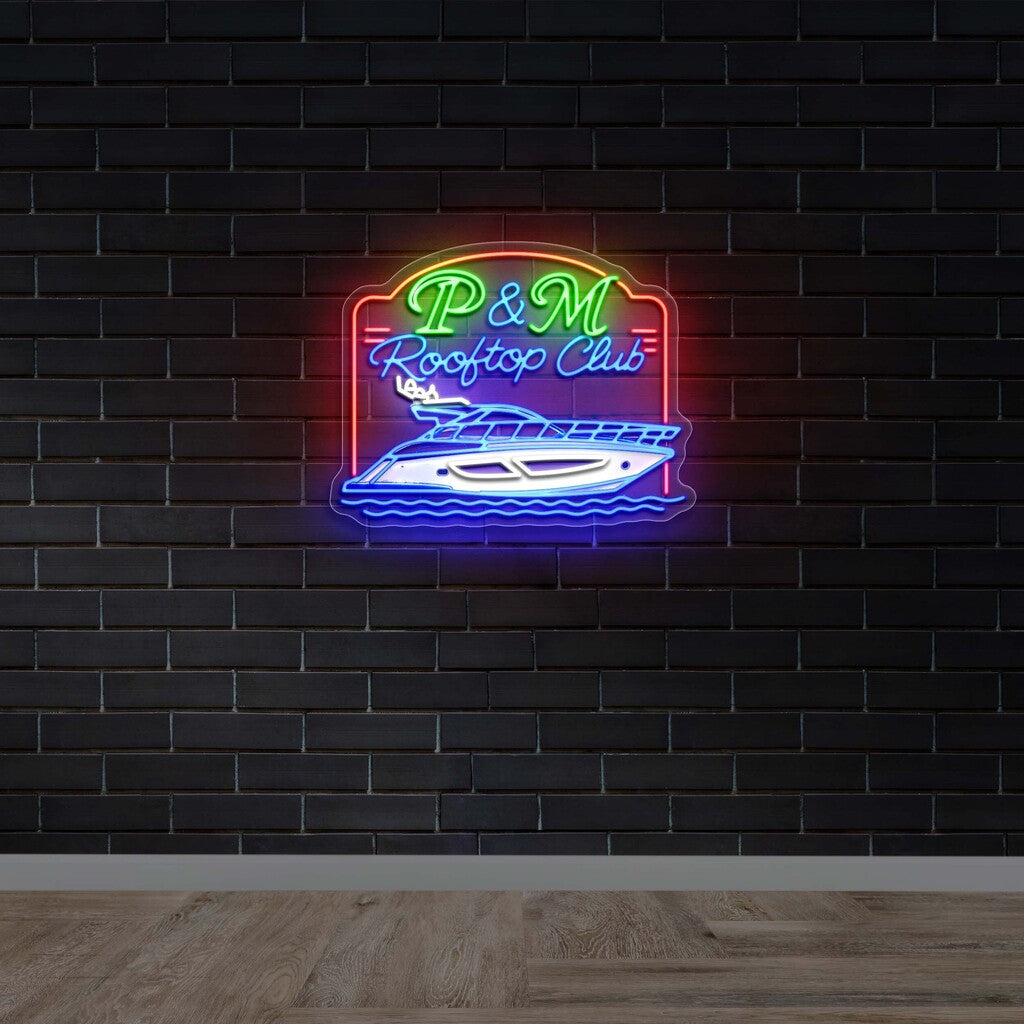 P & M Rooftop Club - Premium Neon Artwork