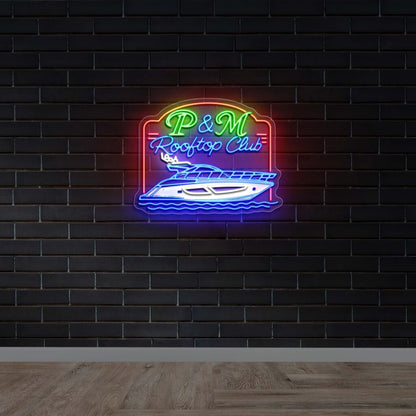 P & M Rooftop Club - Premium Neon Artwork