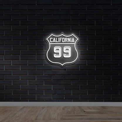 California 99 Highway Shield - Premium Neon Artwork