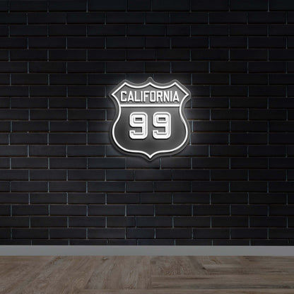 California 99 Highway Shield - Premium Neon Artwork