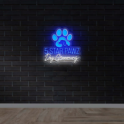 5 Star Pawz Dog Grooming - Premium Neon Artwork