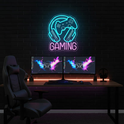 Gaming Headphone and Controller LED Neon Sign
