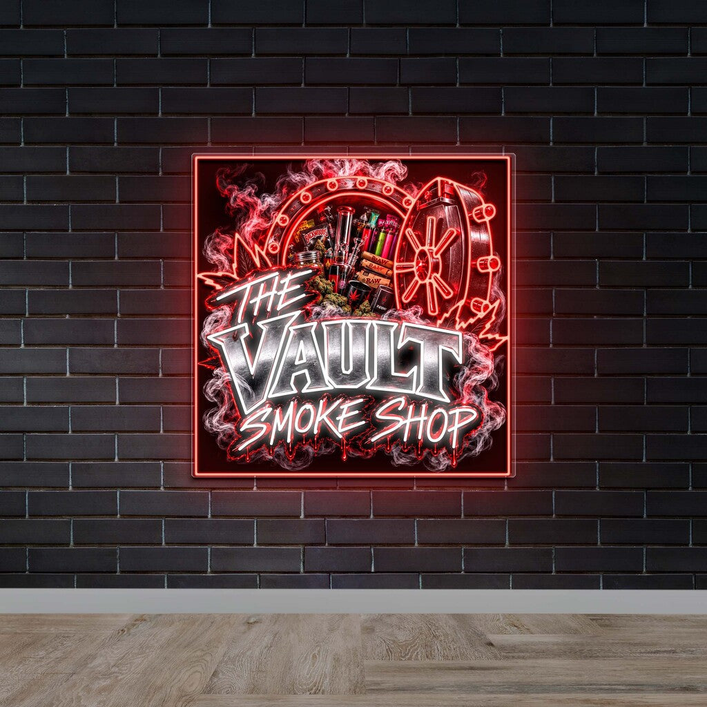 The Vault Smoke Shop - Premium Neon Artwork