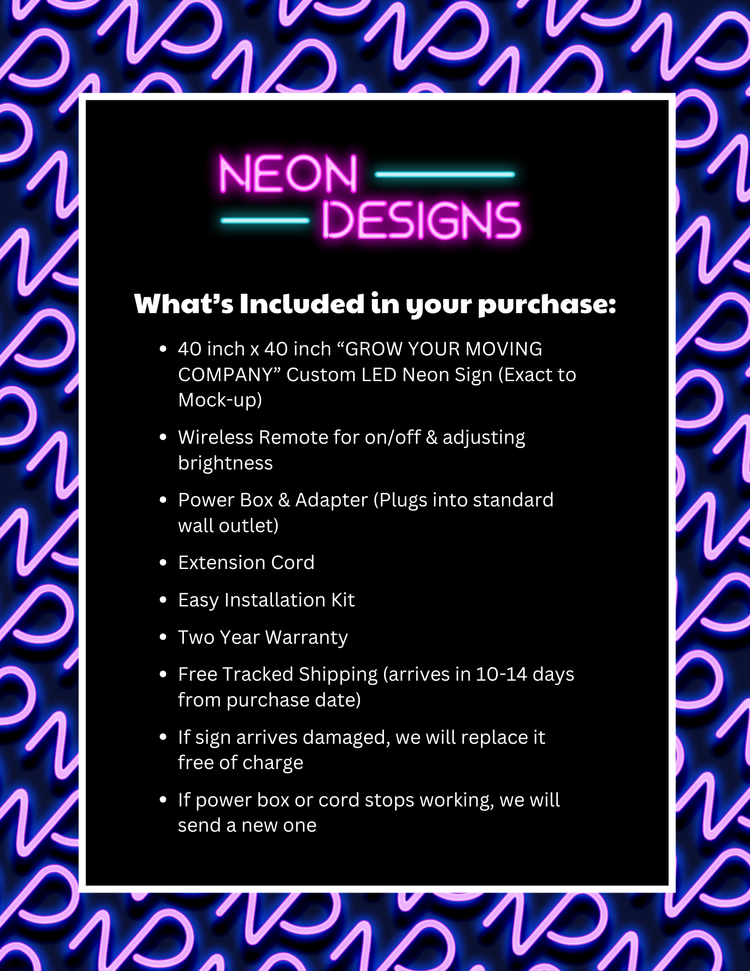 GROW YOUR MOVING COMPANY - Premium Neon Artwork