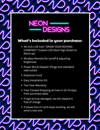 GROW YOUR MOVING COMPANY - Premium Neon Artwork