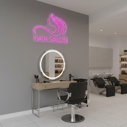 Hair Salon with Elegant Woman Silhouette LED Neon Sign