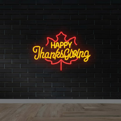 Happy Thanksgiving Warm Fall - Events Decor LED Neon Sign