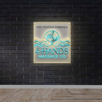 The Tandem Embrace 4 Hands Massage Co. - Premium Neon Artwork
