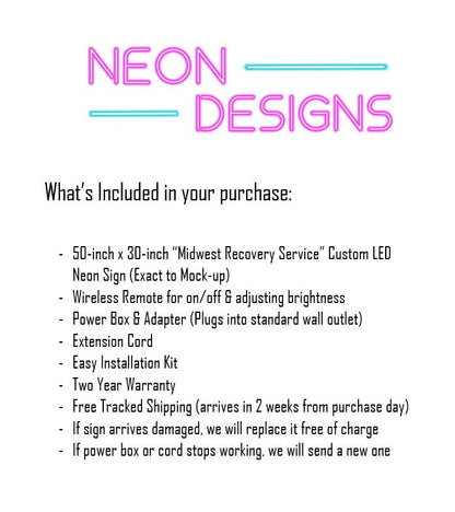 Midwest Recovery Service - Premium Neon Artwork