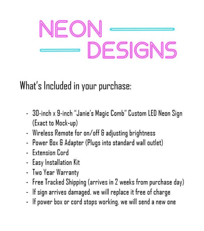 Janie’s Magic Comb - Premium Neon Artwork