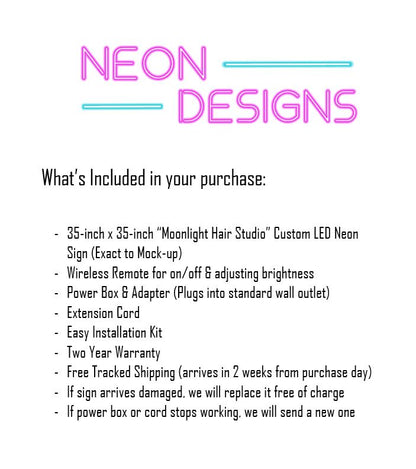 Moonlight Hair Studio - Premium Neon Artwork
