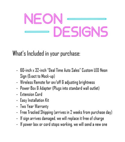 Deal Time Auto Sales - Premium Neon Artwork