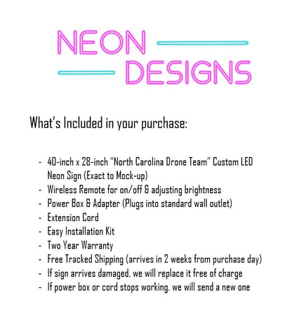 North Carolina Drone Team - Premium Neon Artwork
