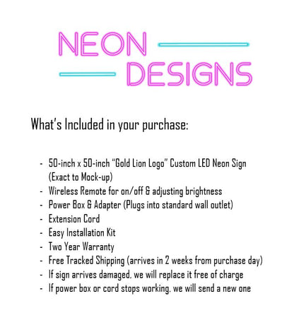 Gold Lion Logo - Premium Neon Artwork