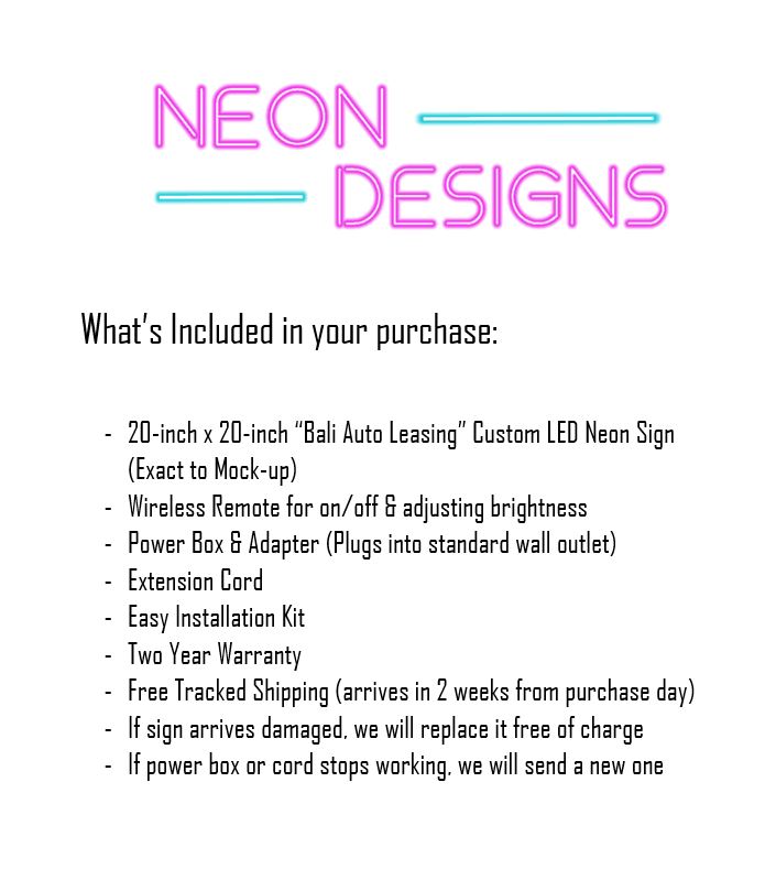 Bali Auto Leasing - Premium Neon Artwork