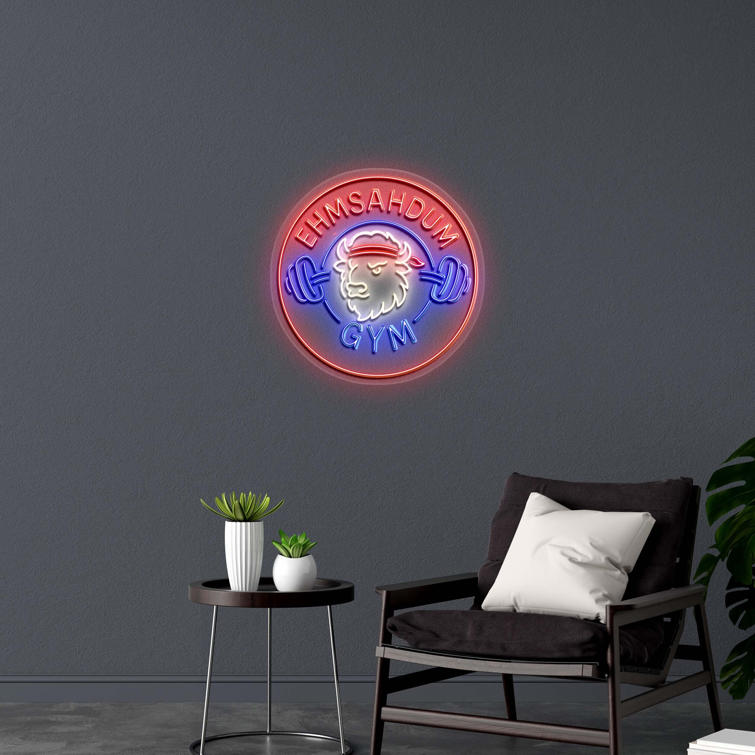 EHMSAHDUM GYM (bison, smaller version) - Premium Neon Artwork