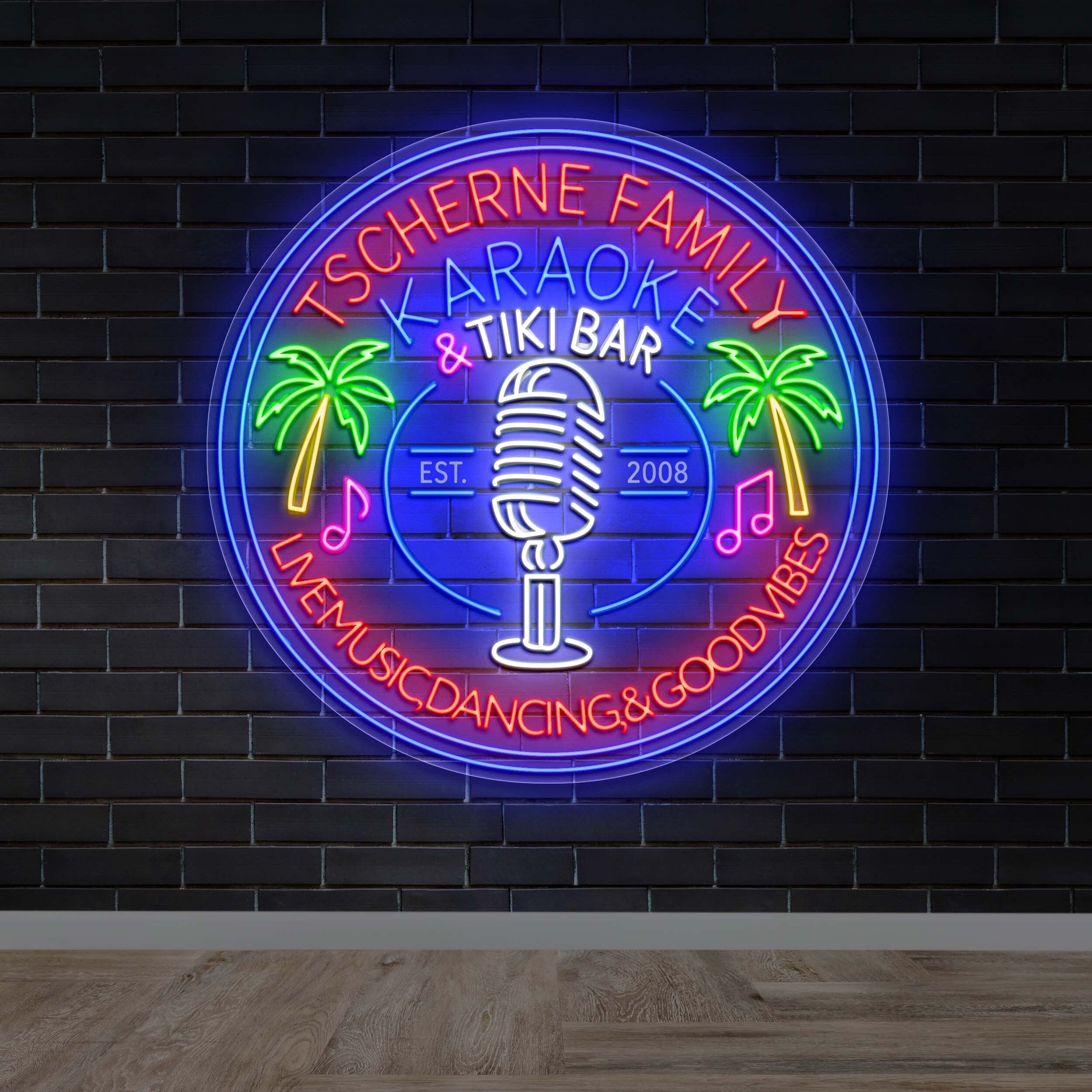 Tscherne Family Karaoke & Tiki Bar - Premium Neon Artwork
