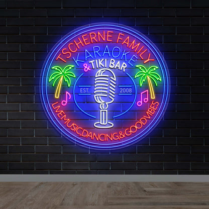 Tscherne Family Karaoke & Tiki Bar - Premium Neon Artwork
