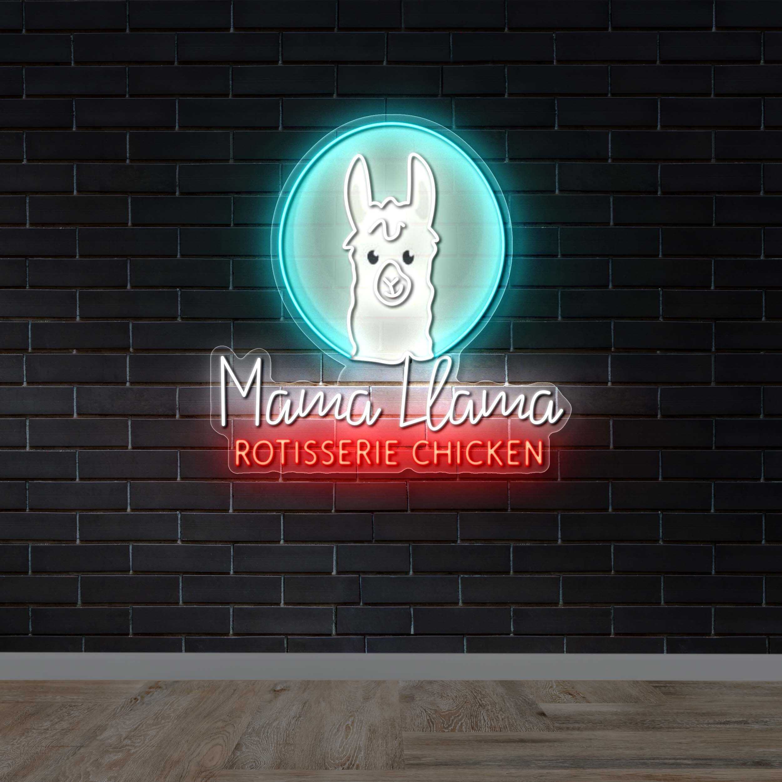 Mama Llama Rotisserie Chicken - Premium Neon Artwork