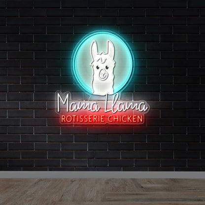 Mama Llama Rotisserie Chicken - Premium Neon Artwork