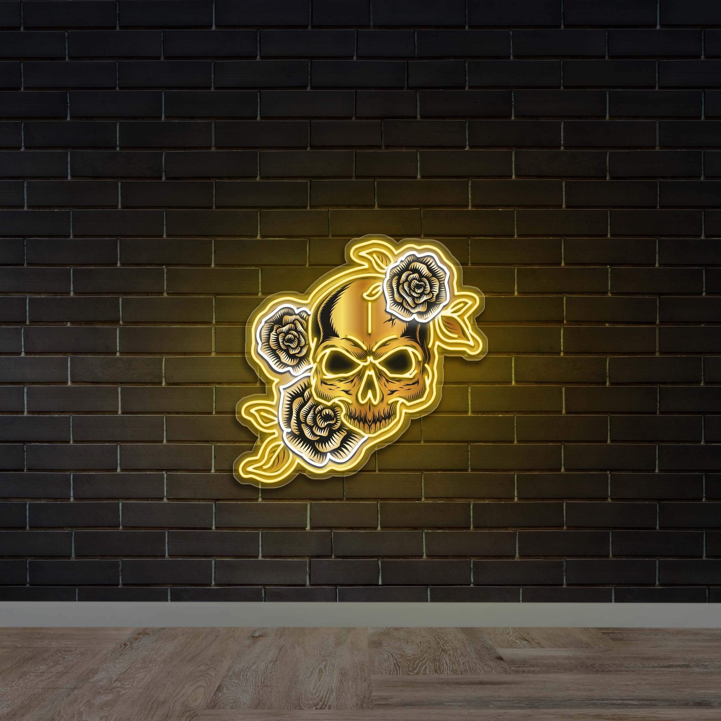 Skull with roses - Premium Neon Artwork