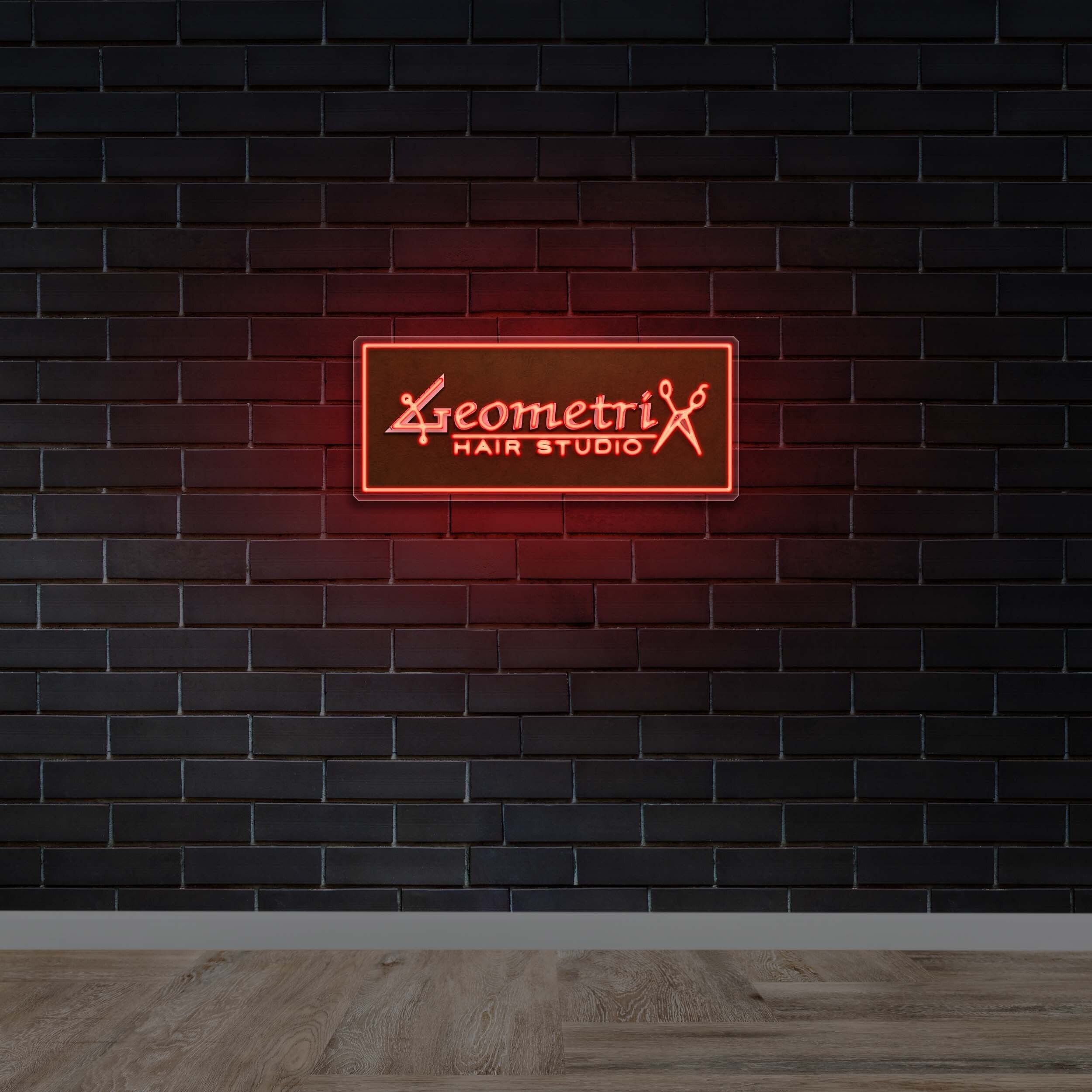 Geometri Hair Studio - Premium Neon Artwork