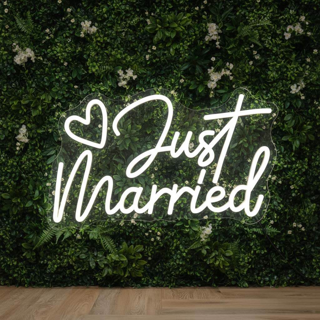 Just Married with Heart Wedding LED Neon Sign