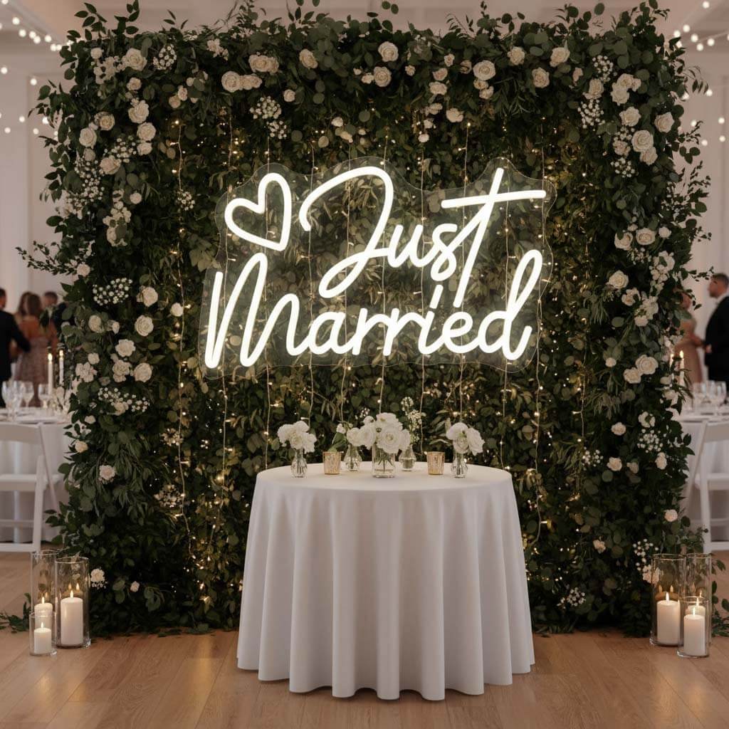 Just Married with Heart Wedding LED Neon Sign