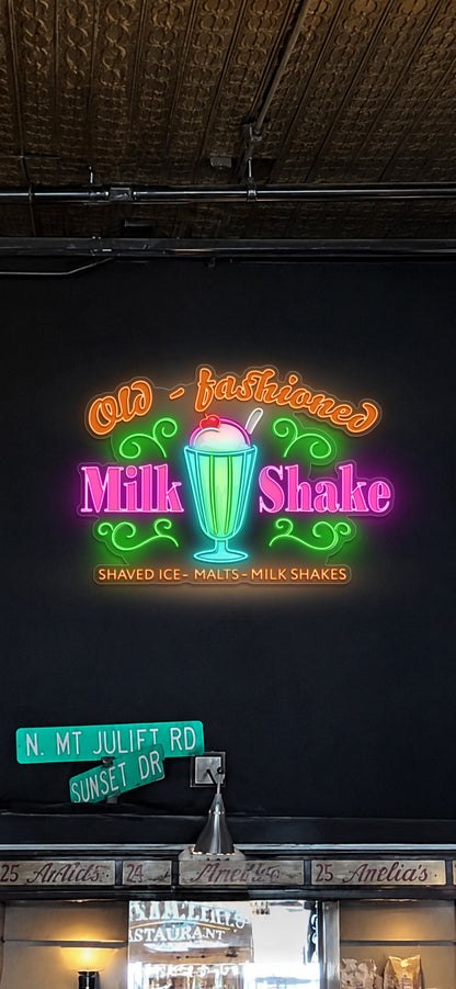 Old Fashioned Milk Shake - Premium Neon Artwork