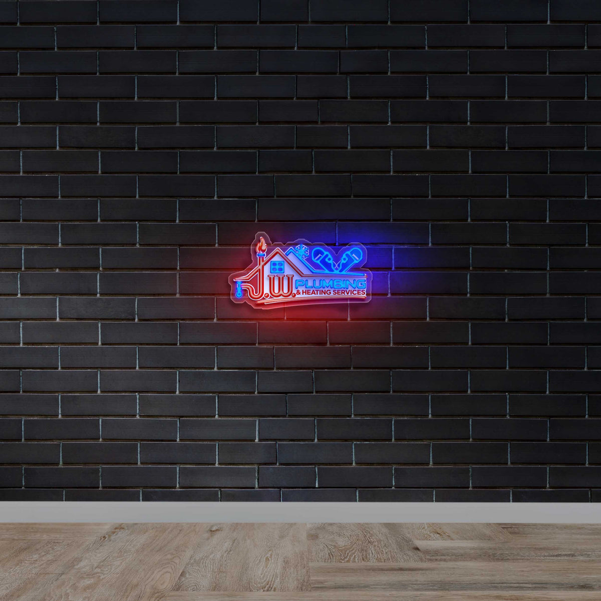 JW Plumbing & Heating Services - Premium Neon Artwork