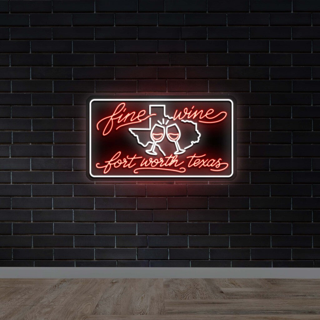 Fine Wine Fort Worth Texas - Premium Neon Artwork