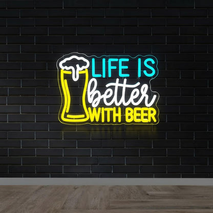 Life is Better With Beer Man Cave LED Neon Sign