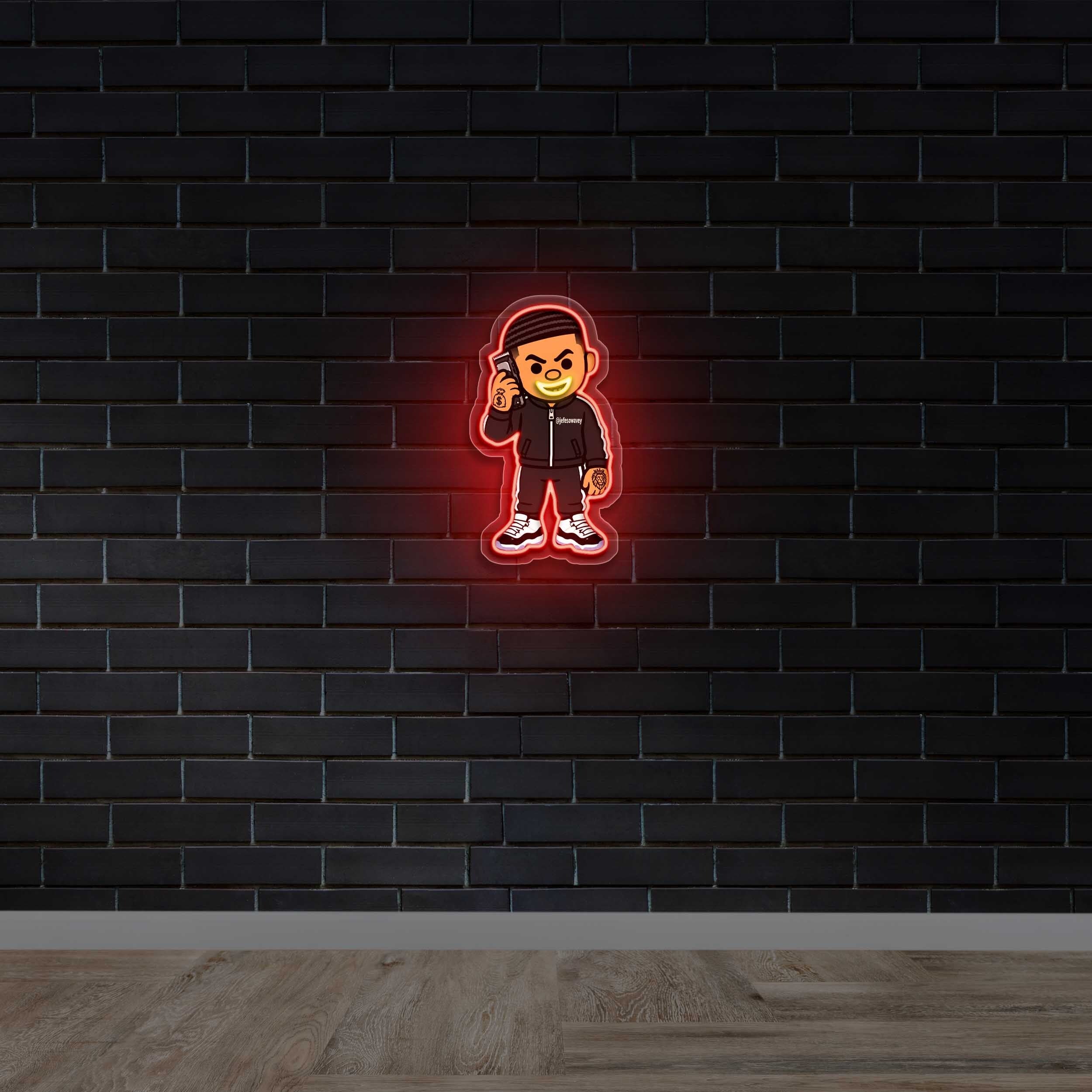Jefe So Wavey Cartoon - Premium Neon Artwork